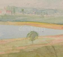 Varga Mátyás (1910-2002): Tihany, Aszófő (Balatoni panoráma), 1955. Akvarell, papír, jelzett, paszpa...