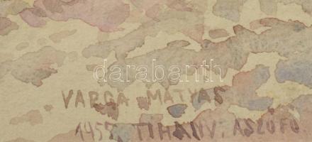 Varga Mátyás (1910-2002): Tihany, Aszófő (Balatoni panoráma), 1955. Akvarell, papír, jelzett, paszpa...