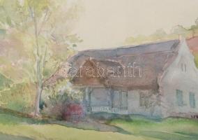 Varga Mátyás (1910-2002): Ábrahámhegy (Balatonfelvidék), 1955. Akvarell, papír, jelzett, paszpartuba...