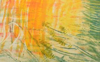 Varga Mátyás (1910-2002): Balatoni naplemente, 1965. Monotípia, papír, jelzett, paszpartuban, 38×28 ...