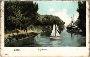 Siófok, hajókikötő, gőzhajó, vitorlás (fl)