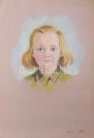 Varga Mátyás (1910-2002): A lánya, Varga Katalin arcképe. Pasztell, papír, jelzett, 51×36,5 cm