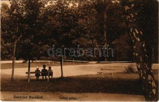 Parád, Teniszpálya. Rónai felvétele, fogyasztási szövetkezet kiadása (EB)