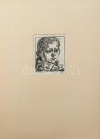 Varga Mátyás (1910-2002): 3 db családtagokról készült arckép (Feleség, lány, após). Fametszet, papír...