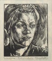 Varga Mátyás (1910-2002): 3 db családtagokról készült arckép (Feleség, lány, após). Fametszet, papír...