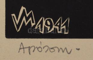 Varga Mátyás (1910-2002): 3 db családtagokról készült arckép (Feleség, lány, após). Fametszet, papír...