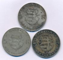 1947. 5Ft Ag "Kossuth" (3x) T:F patina Adamo F8.1