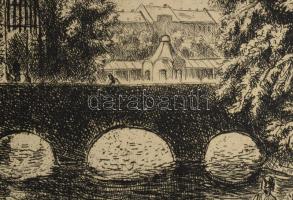 Varga Mátyás (1910-2002): Vajdahunyad. Rézkarc, papír, jelzett, lap széle foltos, 33×24 cm