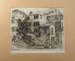 Varga Mátyás (1910-2002): Kirándulás, 1979. Rézkarc, papír, jelzett, paszpartuban, 24×30 cm