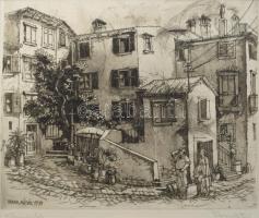 Varga Mátyás (1910-2002): Kirándulás, 1979. Rézkarc, papír, jelzett, paszpartuban, 24×30 cm