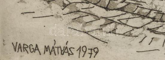 Varga Mátyás (1910-2002): Kirándulás, 1979. Rézkarc, papír, jelzett, paszpartuban, 24×30 cm