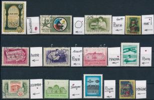 12 db bélyeg lemezhibával vagy nyomási rendellenességgel, mind jelölve