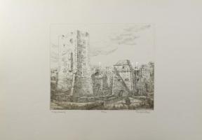 Varga Mátyás (1910-2002): Nagyvázsony, 1989. Rézkarc, papír, jelzett, számozott (26/100, 24×30 cm