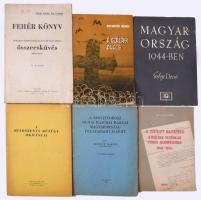 6 db könyv - A szovjet hadsereg a Horthy-vezérkar titkos jelentéseiben 1941-1943. Bp., 1955, Szikra. + A szovjetorosz dunai hajóraj harcai Magyarország felszabadításáért + A Mindszenty bűnügy okmányai + Fehér könyv. A magyar köztársaság és demokrácia elleni összeesküvés okmányai + Magyarország 1944-ben + A szálasi puccs. Kiadói papírkötés, kötetenként változó állapotban.