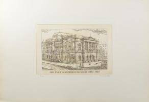 Varga Mátyás (1910-2002): 150 éves a Nemzeti Színház, 1837-1987. Rézkarc, papír, jelzett, számozott (5/100), 19,5×29,5 cm