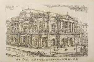 Varga Mátyás (1910-2002): 150 éves a Nemzeti Színház, 1837-1987. Rézkarc, papír, jelzett, számozott ...