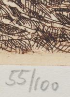 Varga Mátyás (1910-2002): Ősz, 1979. Rézkarc, papír, jelzett, számozott (55/100), 24,5×29,5 cm