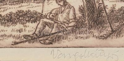 Varga Mátyás (1910-2002): Alsóvárosi templom (Szeged), 1981. Rézkarc, papír, jelzett, paszpartuban, ...