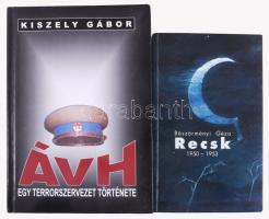 Böszörményi Géza: Recsk 1950-1953. Bp., 1990, Interart. Kiadói papírkötés. + Kiszely Gábor: ÁVH. Egy terrorszervezet története. Bp., 2000, Korona Kiadó. Kiadói kartonált papírkötés.
