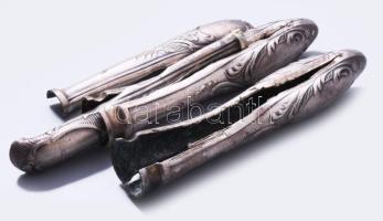 Doboznyi zömmel alpakka evőeszköz és hiányos evőeszköz, közte pár darab ezüst (Ag) nyelű késsel. Átn...