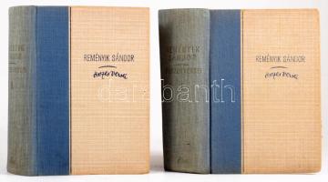 Reményik Sándor összes versei I-II. kötet. Bp., 1943, Révai. Kiadói félvászon-kötés, egyikben sérült gerinccel, néhány kijáró lappal, tulajdonosi névbejegyzéssel.