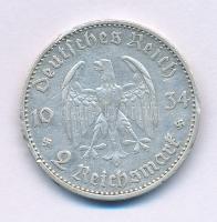 Német Harmadik Birodalom 1934A 2M Ag "Náci hatalom első évfordulója" T:XF, kis patina, ph. German Third Empire 1934A 2 Reichsmark Ag "1st Anniversary of Nazi rule" C:XF, small patina, edge error Krause KM#81