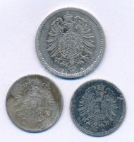 Német Birodalom 1874D 20pf Ag + 1875A 20pf Ag + 1875A 50pf Ag T:F-XF
German Empire 1874D 20 Pfennig...