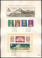 1975 Bélyegnap sor és blokk emléklapon, rézkarccal és Vertel József aláírásával, az egyik bélyegen lemezhibával