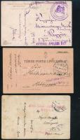 1916-1917 3 db tábori posta levelezőlap és képeslap érdekes bélyegzéssel, mind Gyuláról küldve