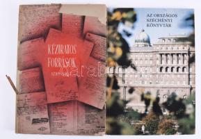 2 db Országos Széchényi Könyvtár kötet: Dr. Németh Máris (szerk.): Az Országos Széchényi Könyvtár. A Magyar nemzeti Könyvtár. Bp., 1985, OSZK. Kiadói papírkötés. + Kéziratos források az Országos Széchényi Könyvtárban 1789-1867. Bp., 1950, OSZK. Kiadói papírkötés, sérült, hiányos papír védőborítóval.
