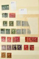 USA anyag kb 300 bélyeg az 1869-1930 közötti időszakból 12 lapos A4-es berakóban (dohos)