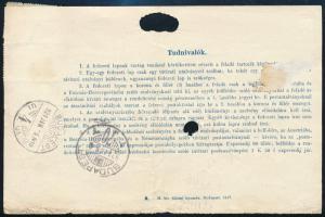 1920 Fedezeti lap 550 koronáról, a gyulai Erkel család levelezéséből