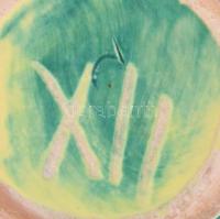 Zöld iparművész váza, hibátlan, m: 12 cm