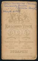 cca 1880 Hölgyek ernyővel, keményhátú fotó Kirschner Vince budapesti műterméből, hátoldalon felirato...