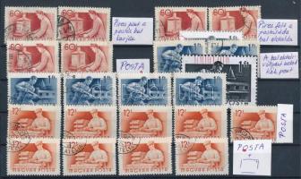 1955 Munka sor 21 db bélyege jelölt lemezhibákkal
