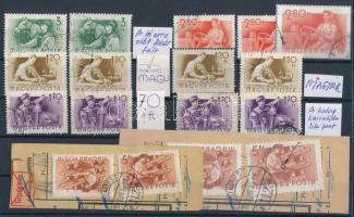 1955 Munka sor 13 db bélyege jelölt lemezhibákkal