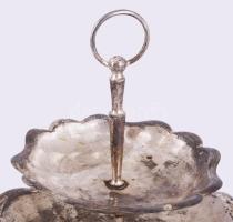 Ezüstözött emeletes kínáló, m: 25 cm