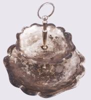 Ezüstözött emeletes kínáló, m: 25 cm