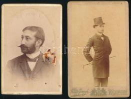 cca 1880 2 db férfiportré Kató József kolozsvári műterméből, felületi hibával, 10,5×6,5 cm
