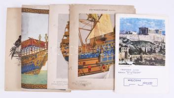 ca 1930 6 db hajós menükártya