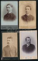cca 1880-1900 4 db keményhátú portré a Dunky fivérek kolozsvári műterméből, 10,5×6,5 cm