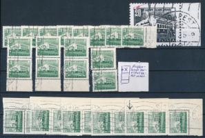 1951/1953 Épületek 20f 31 db lemezhibás bélyeg leírással