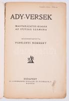 Párkányi Norbert: Ady-versek. Magyarázatos kiadás az ifjuság számára. Bp., é.n., Athenaeum. Kiadói p...