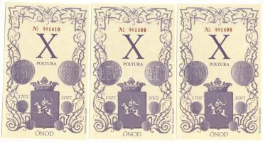 2007. Ónod X Poltura (3x) sorszámkövetők "001408 - 001410" T:UNC