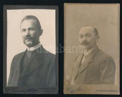 cca 1900-1917 2 db férfiportré marosvásárhelyi műtermekből, 10,5×6,5 cm