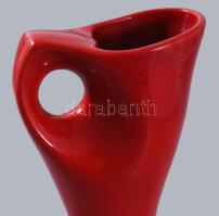 Zsolnay kétfüles váza. Terv: Török János. Ökörvér mázas. Jelzett, javított a szájánál. 25 cm