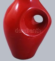 Zsolnay kétfüles váza. Terv: Török János. Ökörvér mázas. Jelzett, javított a szájánál. 25 cm