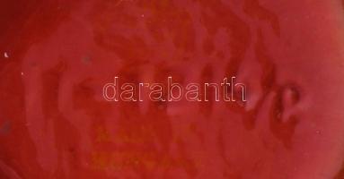 Zsolnay kétfüles váza. Terv: Török János. Ökörvér mázas. Jelzett, javított a szájánál. 25 cm