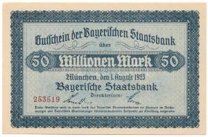 Német Birodalom / Weimari Köztársaság / Bajorország 1923. 50.000.000M T:XF hajtatlan, pici sarokhajlás German Empire / Weimar Republic / Bavaria 1923. 50.000.000 Mark C:XF, unfolded, tiny corner fold
