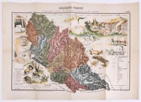 Máramaros vármegye közigazgatási térképe. Rajz.: Hátsek Ignác. 1:500000, Lampel, Litográfia 53x36 cm hajtva / Maramures county map Lithography